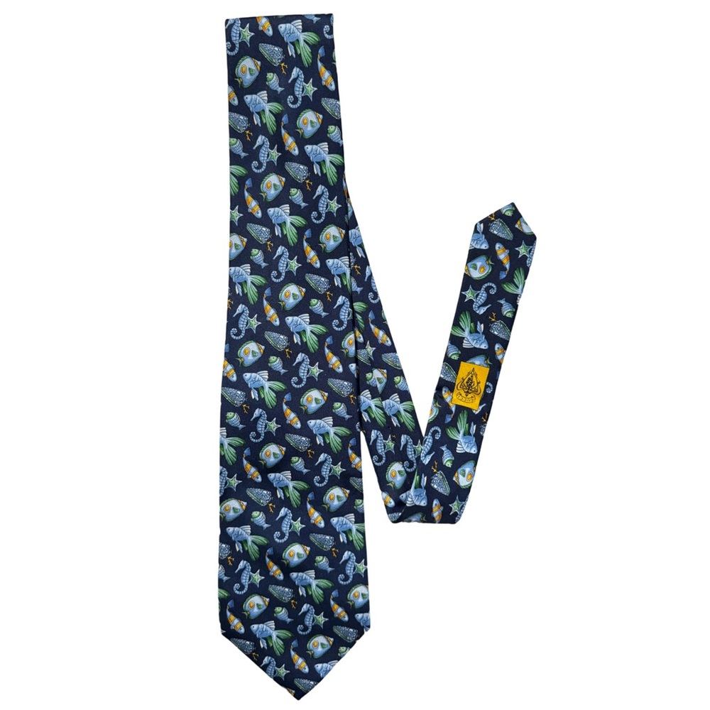 GUCCI • Vintage Fish Seahorse Business Classic Tie - Picture 3 of 10